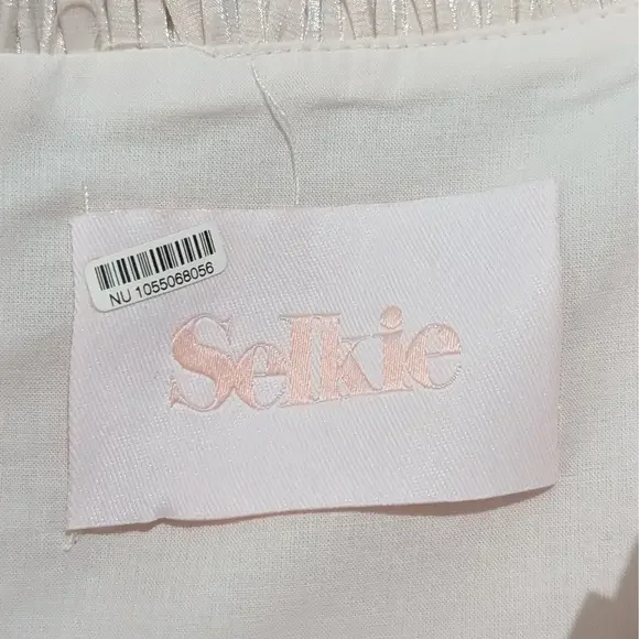 NEW Selkie Seashell Wide Leg Puff Sleeve Jumpsuit Light Pink Women's Size Small - Picture 9 of 11